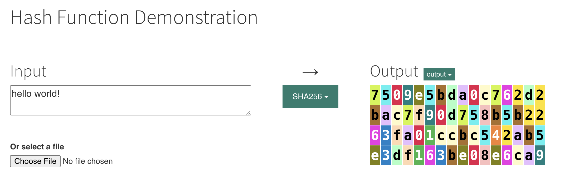Screenshot of explanation of hash functions